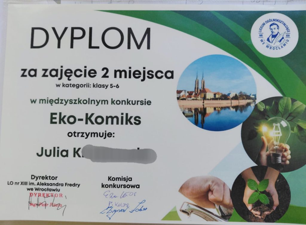 Sukces naszej uczennicy w konkursie ekologicznym!