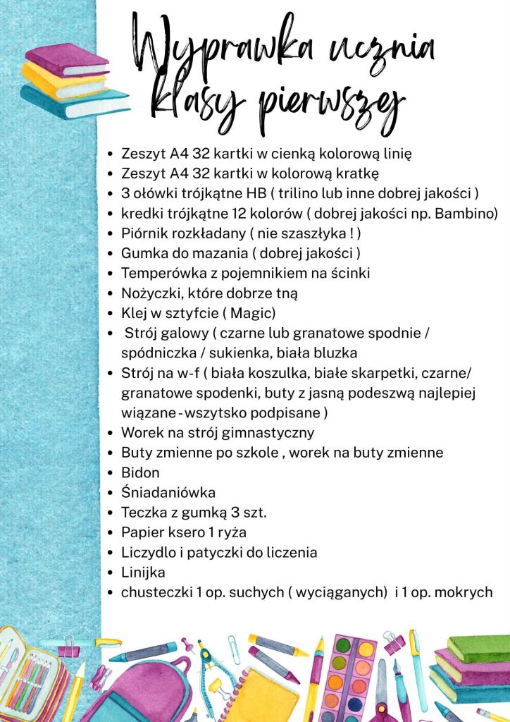 Wyprawka dla klas pierwszych